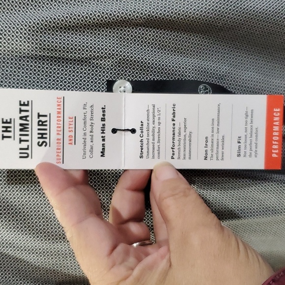 Esquire NWT black white print dress shirt non iron performance slim print - Picture 4 of 9